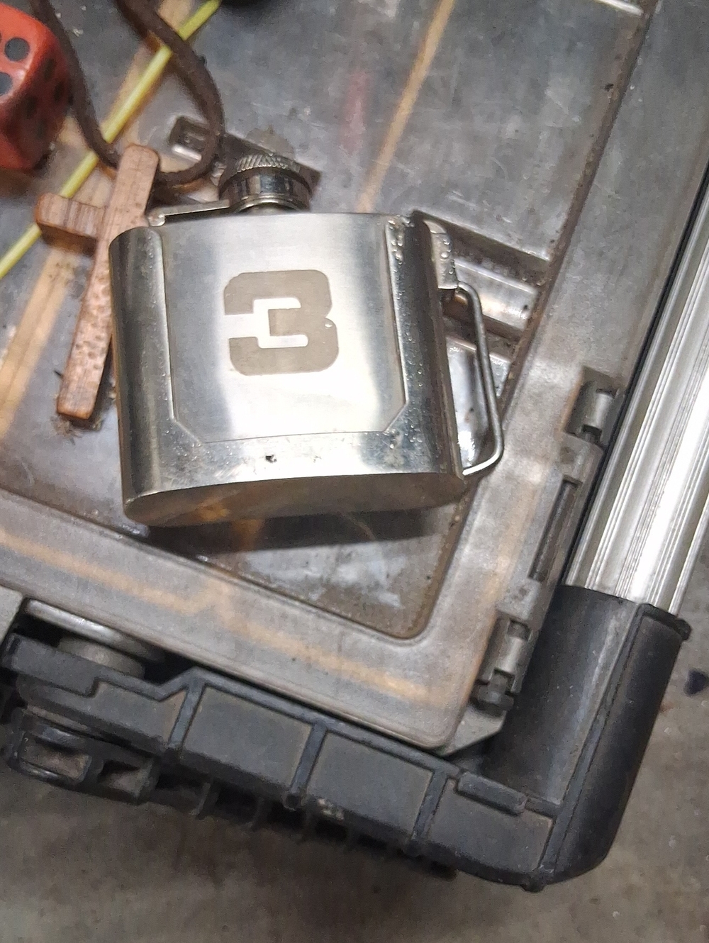 Stainless Steel Mini Hip Flask with Number 3